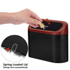 Mini Car Trash Can with Lid, Small Car Garbage Can, Cute Leakproof ABS Car Trash Bin, Car Accessories for Interior, Garbage Bin for Car, Home, Office with 60pcs Trash Bags Black/Red