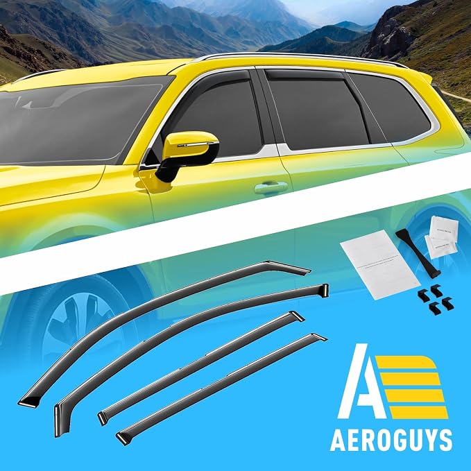 Extra Durable Window Deflectors in-Channel Window Visors Rain Guards Fit for Kia Telluride 2020-2026, Sun Visors, Wind Vent for Shades, Exterior Car Accessories - 4pcs. AG0770