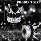4PCS Crown Bling Tire Stem Valve Caps, Crystal Diamond Tire Air Cap Set Universal Copper Core Stem Covers for Cars, SUV, Trucks, Bikes, Motorcycles, Bicycles (Silver & Black)