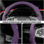Mandark Car Steering Wheel Cover, Suede Sport Vehicle Steer Wheel Protector Fitting 15 Inch, Non-Slip Comfortable Automotive Interior Decoration Accessories, Universal for Most Cars (Purple)