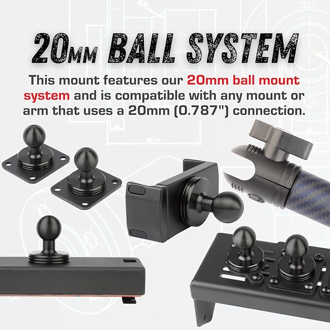 Bulletpoint Metal Dash Mount Phone Holder Compatible with 2015-2020 Ford F150 & 2017-2022 F250/F350 Super Duty - Dual 20mm Ball Dash F150 Phone Mount (Spring-Loaded)