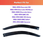 KPY Rain Guards Fit for 1982–1990 Chevrolet S10/GMC S15, 1983-1994 S10 Blazer/S15 Jimmy, Out-Channel Window Visors Vent Wind Deflectors 2PC, 1985-2005 Chevy Astro/GMC Safari, 1991-1993 GMC Sonoma