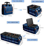 Car Trunk Organizer and Storage with Removable Leakproof Cooler Bag, 6 Removable Dividers for Custom Space, Collapsible Trunk Storage with Non Slip Bottom, Foldable Cover for SUV, Jeep, MPVs