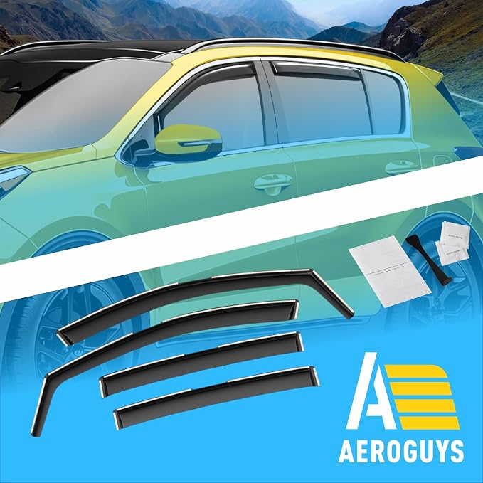 Extra Durable Window Deflectors in-Channel Window Visors Rain Guards Fit for Kia Sportage 2017-2022, Sun Visors, Wind Vent for Shades, Exterior Car Accessories - 4pcs. AG0090