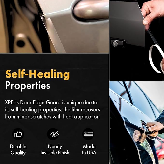 Door Edge Guard Protection Film Roll, 4-18" Strips - Car or Truck Doors, Protective Barrier Against Minor Scratches, Paint Chips, Door Edge Impact, and Dings - Prevents Damage and Possible Rust
