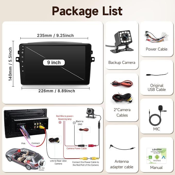 Car Stereo for Toyota Sienna 2004 2005 2006 2007 2008 2009 2010 Linux Fast Boot Wireless CarPlay and Android Auto, 9 inch Touch Screen for Toyota Sienna Bluetooth FM 1280P Backup Camera SWC