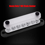 7 x M6 (1/4") Studs Power Distribution Block Bus Bar 12V, 5.9" HD 150A Marine BusBar Battery Distribution Block W/Cover for Car Boat Solar (Black)