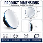 Frameless Car Blind Spot Mirror 2 Pack - Premium Convex HD Glass Round Side Blind Spot Mirrors with Wide Angle View, Eliminate Blind Zones & Parking Assistance for Safe Driving