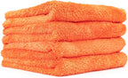 Eagle Edgeless 500 (4-Pack) Professional Korean 70/30 Blend Super Plush Microfiber Detailing Towels, 500GSM, 16in x 16in, Orange