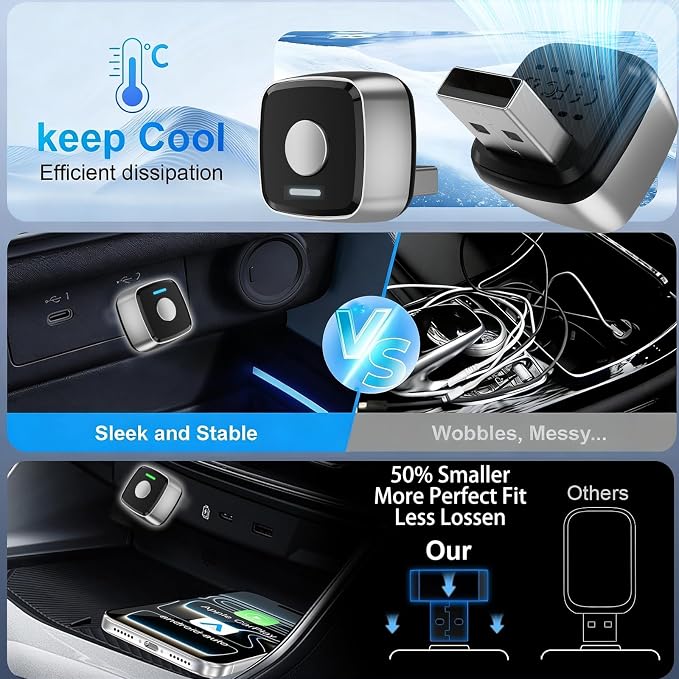 2026 Mini Wireless CarPlay Adapter for iPhone & Android Auto Dongle 2-in-1