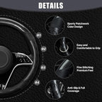 Hiseanllo Car Steering Wheel Cover, 14.5-15 Inch Universal Fit, Sporty Anti-Slip Leather Steering Wheel Protector with Glossy Color Accent, Comfortable Grip for Cars, SUVs, Trucks(Black)