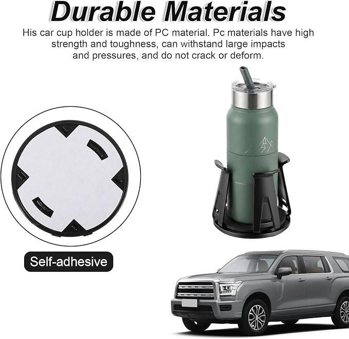 2 Pcs Car Cup Holder Expander, Adjustable Cup Holder for Cars Automotive Slim Can Cupholder Insert Adapter with Self-Adhesive & Suction Cups Secure Drink Holders for Car SUV Truck