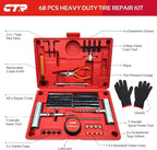Heavy Duty Tire Plug Kit - 68pcs All-in-One Universal Tire Repair Kit with Plugs, Professional Tools for Tubeless Tyre Flats for Cars, Truck, RV, SUV, ATV, Motorcycle, Tractor, Trailer - GE0001