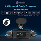 4 Channel Dash Cam, 360 Dash Camera FHD 1080Px4 Front and Rear Inside Left Right, Car Camera with 5G WiFi/APP Loop Recording G-Sensor Night Vision Motion Detection Backup Assist