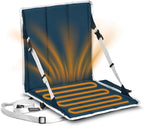 Heated Stadium Seat, Foldable, Lightweight with Carrying Strap, Foam Cushion for Comfort, Adjustable, Back Support, Multi-Functional Use As Stadium Seat or Seat Pad, Navy/White