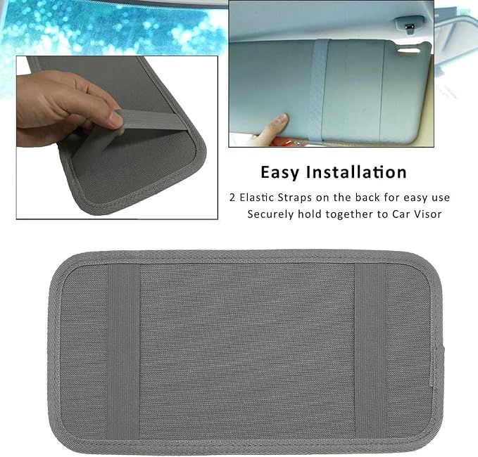 Car Sun Visor Organizer, Auto Visor Holder Interior Accessories Pocket Organizer - Car Registration Holder Document Storage Pouch Pen holder - Grey