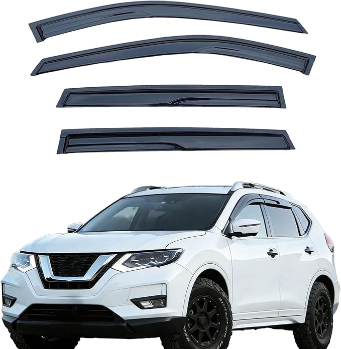 Window Visors for 2014-2020 Nissan Rogue, Outside Mount Tape-On Rain Guards, 4-Piece Set Vent Shade Deflectors
