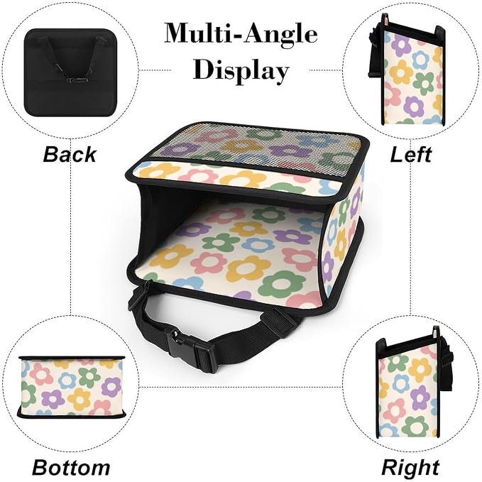 Car Backseat Organizer - Cute Aesthetic Car Storage Bin with Mesh Pocket & Reinforced Base - Universal Fit Hanging Seat Back Accessories for Women (Pastel)