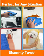 Premium Shammy Cloth for Car Drying - 1pk(26”x17”) - Super Absorbent Synthetic Chamois Towel for Car - Reusable Car Drying Shammy - Scratch-Free Car Drying Towel(Blue)