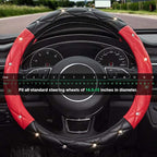 Black Red Steering Wheel Cover, Universal Car Steering Wheel Protector with Crystal Rhinestones Anti-Slip Soft Interior Accessories for Women and Girl Fit 14.5-15 inch