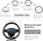 Multicolor Wildflower Steering Wheel Cover Auto Jacquard Steering Wheel Protector, Anti-Slip, Breathable, Absorbing Sweat, Universal Car Accessories 14.5–15 inch,Fit for Most Car, Trucks, SUV