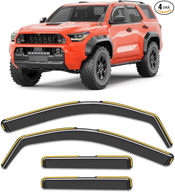 in-Channel Rain Guards Fit for Toyota 4Runner 2025-2026 Window Rain Guard Extra Durable Window Deflectors Visor 4 Runner Window Vent Visors Vent Shades Exterior Car Accessories