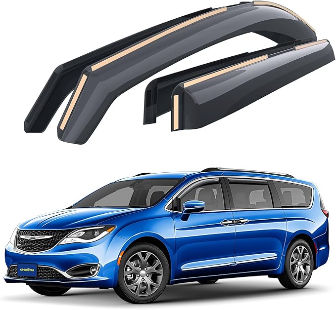 Goodyear Shatterproof in-Channel Window Deflectors for Chrysler Pacifica 2017-2026, Rain Guards, Window Visors for Cars, Vent Deflector, Car Accessories, 4 pcs - GY007974