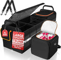 XL Heavy-Duty Trunk Organizer – Reinforced SUV & Truck Cargo Storage with 6 Adjustable Compartments, Trunk Organizer with Cooler, Collapsible Large Trunk Organizer for Car with Cover