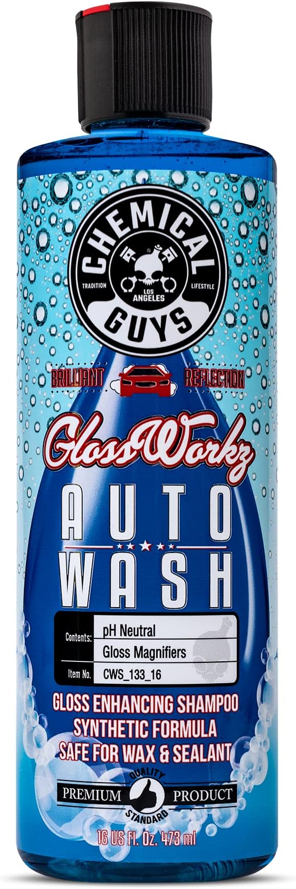 CWS_133_16 Glossworkz Gloss Booster Car Wash Soap (Works with Foam Cannons, Foam Guns or Bucket Washes) Safe for Cars, Trucks, Motorcycles, RVs & More, 16 fl oz, Watermelon Scent