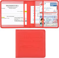 Car Registration and Insurance Holder, Vehicle Glove Box Car Organizer Men Women Wallet Accessories Case for Cards, Essential Document, Driver License, Red