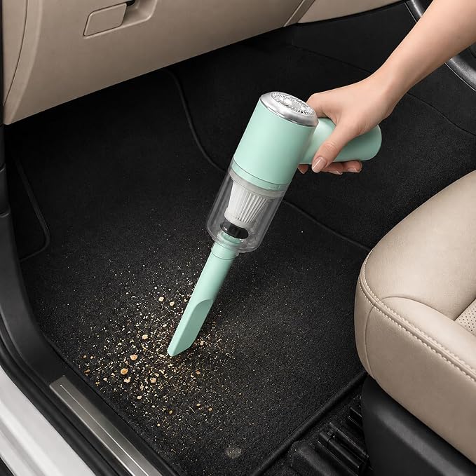 catsMeow Mini Handheld Vacuum Cordless, Lightweight Portable Small Vacuum Cleaner for Car, Desk, Keyboard, Sofa, Drawers and Crumbs, USB Rechargeable with Washable Filter, Mint Green