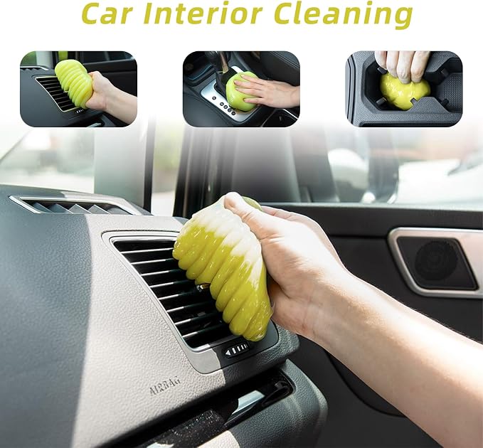 Car Cleaning Gel Putty - Reusable Keyboard Cleaner Slime for Car, Keyboard, Dust - 5 Pack (Yellow)