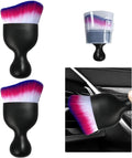 2 PCS Car Detailing Brush, Curved Soft Bristles Auto Removal Dust Collector, Universal Vehicle Dashboard, Air Conditioner Vents, Computer etc Interior Cleaning Tool Accessories(White/Red/Blue)