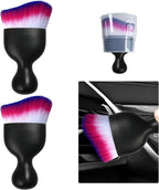 2 PCS Car Detailing Brush, Curved Soft Bristles Auto Removal Dust Collector, Universal Vehicle Dashboard, Air Conditioner Vents, Computer etc Interior Cleaning Tool Accessories(White/Red/Blue)