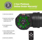 UTV4BRGB ATV Sound System - 4 Inch Speakers, Tweeters, IPX5 Weatherproof, Bluetooth, Built-in Amplifier, Multi-Color Illumination