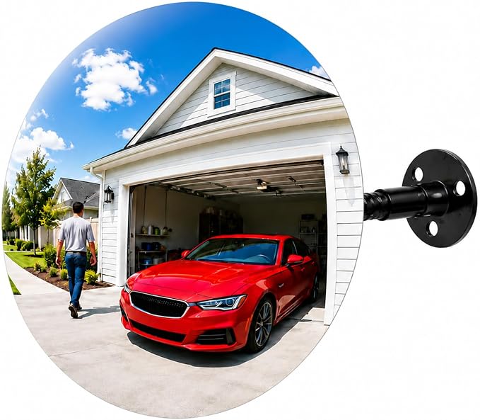 11.7in acrylic convex mirror 180° adjustable wide-angle indoor security mirror suitable for monitoring blind spots in parking lots Garage warehouses offices and traffic safety management