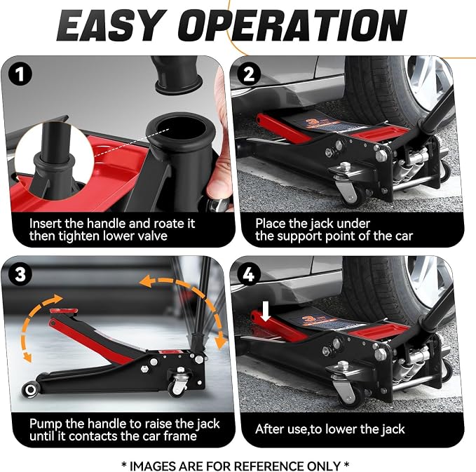 3 Ton Low Profile Floor Jack, Heavy Duty Steel Hydraulic Car Jack with Dual Pistons Quick Lift Pump, Hydraulic Racing Floor Jack, Lifting Range 3" to 20", Black