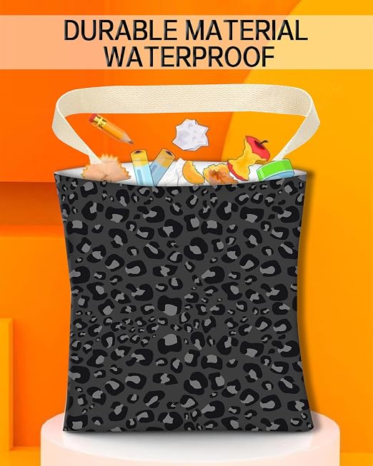Car Trash Can, Durable Hanging Car Trash Garbage Bag, Cute Automotive Garbage Cans Organizer, Black Leopard Skin