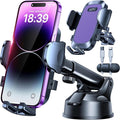 HTU Car Phone Holder【2026 Upgraded 100+LBS Suction & Safety Cert】 Cell Phone Car Mount for Truck Heavy Duty Phone Holder for Dashboard/Windshield/Vent for iPhone 17 16 Pro Max, Purple