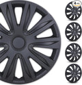 4-Pack 15 Inches Wheel Rim Cover Hubcaps,Redesign Fashion Style Replacement Hubcaps,Car Truck SUV Hub Accessories, Matte Black