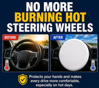Steering Wheel Sunshade Cover, Anti-Heat Cooling Shield, Blocks Sun & Heat, Reflective White, Universal Fit for Most Cars (Up to 18")