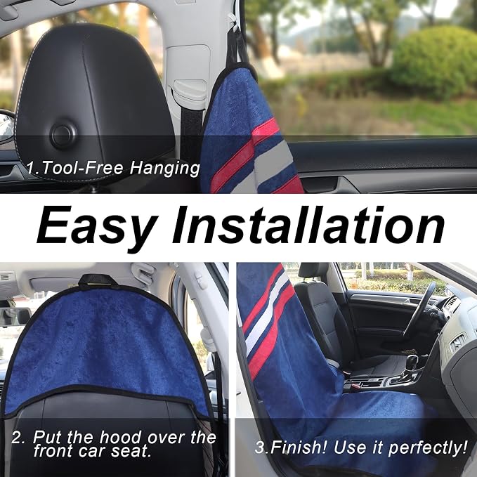 Waterproof Car Towel Seat Covers Front Seats for After Gym Workout,Auto Universal Interior Sweat Towels Cloth Bucket Carseat Cover Protector for Trucks SUV RV Boat Van (Navy Blue)