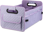 Car Trunk Organizers and Storage for SUV, Collapsible Multi Compartment Container Box Adjustable Car Accessories for Women Men, Light Purple