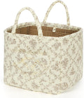 Floral Fabric Storage Basket Car Interior Storage Basket Underwear Sundries Laundry Baskets Supplies Home Organizer Bag (Coffee 1)