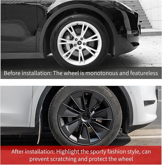 Wheel Cover for Tesla Model Y(2020-2024) 4PCS Hubcaps for Tesla Wheel Cover Model Y 19inch Knife Rim Full Cover Hubcaps Accessories (Knife Style, 19 inch)