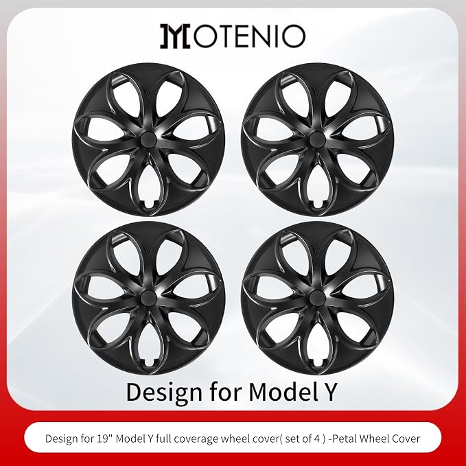 Wheel Cover for Tesla Model Y 4PCS Hubcaps for Tesla Wheel Cover Model Y(2020-2024) 19inch Petal Rim Full Cover Hubcaps Accessories (Petal Style, 19 inch)