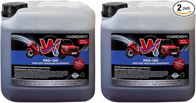 Pro 100 Touchless One Step Car Wash Detergent Soap Concentrate (1 Gal, 128 oz) No Brushing (Heavy-Duty) Commercial Grade Professional Cleaner Great for Trucks & Tractors (2, 1 gallon)