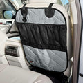 Car Seat Back Organizer – Heavy-Duty Kick Mat w/Mesh Storage Pockets, Bottle Hook – UV-Resistant Hardware – Waterproof Backseat Organizer for Kids & Pets – Fits SUVs, Trucks, Cars – Grey