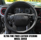 Car Steering Wheel Cover, Durable Leather Cover with Anti-Slip Lining, Breathable Auto Wheel Cover Protector, Universal 15 Inch Anti-Slip Steering Wheels for Men & Women (Black)