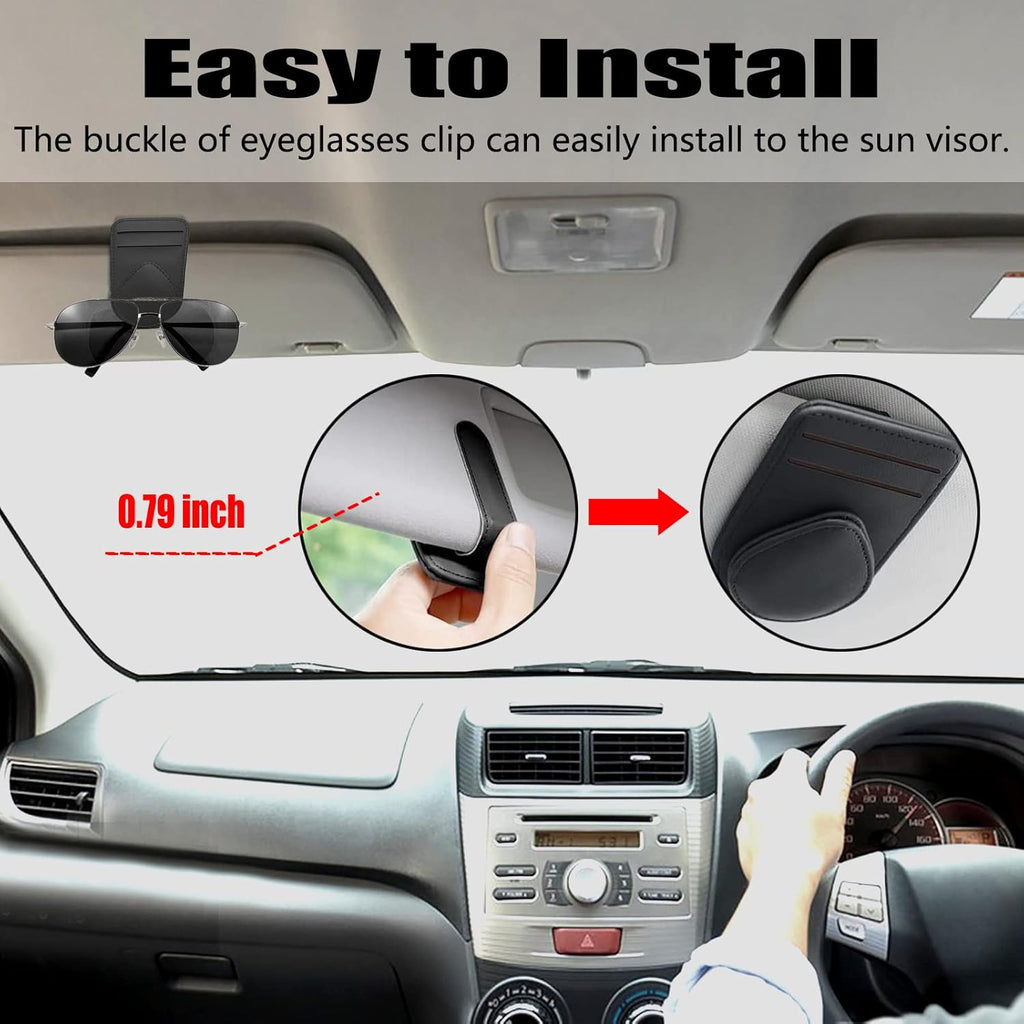 Visor Sunglasses & Card Clip — Compact Car Sun Visor Holder